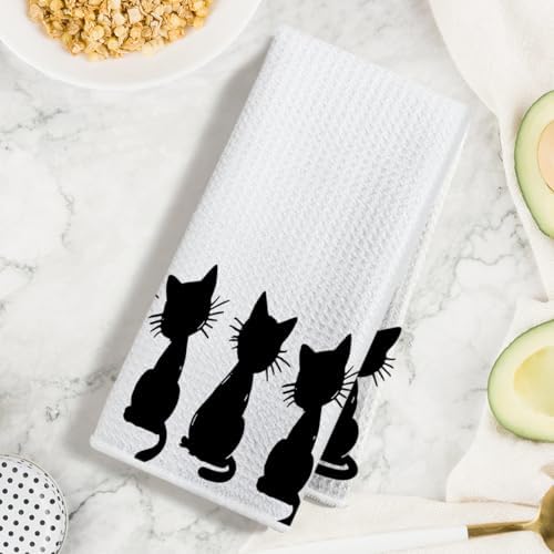 2 Pcs Cute Cat Kitchen Towels 24x14 Inch, Cat Lover Gifts - Image 3