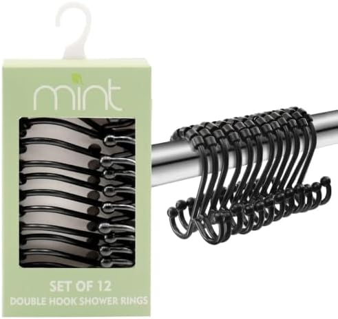 J&V TEXTILES Shower Curtain Hooks Rings, Rust Resistant Metal Double Glide - Image 4