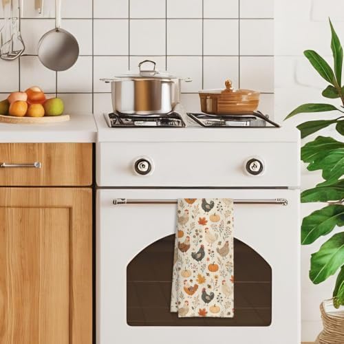 Fall Farmhouse Chicken Rooster Kitchen Hand Towels 16x24 Inch - Image 3