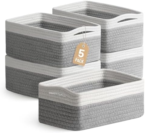5 Pack Small Woven Storage Baskets by YILOBI