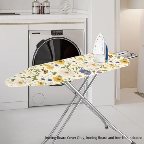 Wildflower Ironing Board Cover, Non-Slip Stretchy Vintage Daisy Butterfly - Image 2