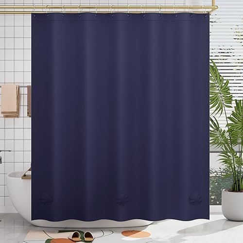 AmazerBath Navy Blue Shower Curtain, Thick PEVA, Heavy Duty Waterproof 72x72 by AmazerBath