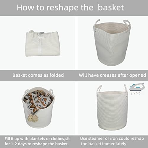 XUANGUO White Cotton Rope Laundry Basket Hamper - Image 6