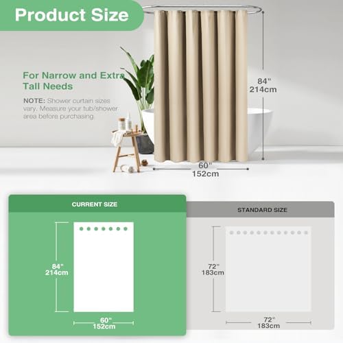 Dynamene Stall Waffle Shower Curtain 256 GSM Heavy Fabric 60x84 Beige/Khaki - Image 3