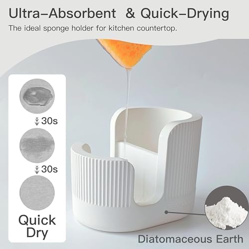 2-in-1 Diatomite Sponge Holder for Kitchen Sink, Quick-Drying Dish Sponge and - Image 2