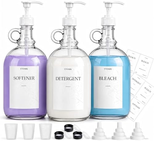 3 Pack Glass Laundry Detergent Dispensers, 64 oz Half Gallon Bottles by TTDMKprovidesyouwithqualit