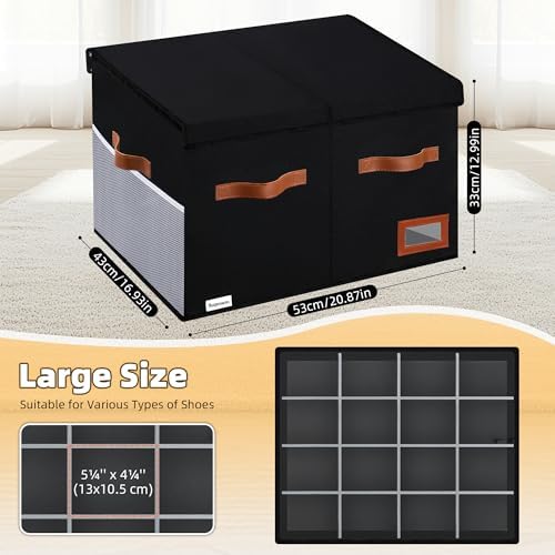 Supowin Large Shoe Organizer for Closet, Foldable Shoe Storage Bin - Image 3