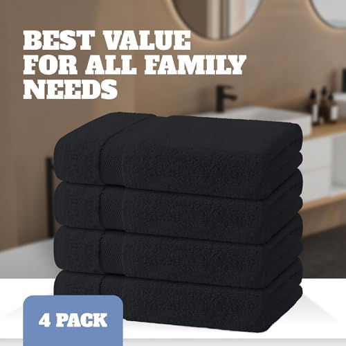 White Classic Black Bath Towels 27x54 Inch, Cotton Towel Set - Image 4