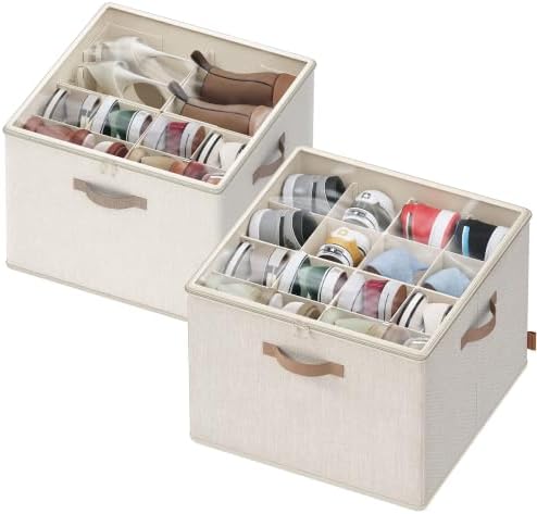 SONGMICS Shoe Organizer for Closet, 2 Pack Fabric Bins, Fits up to 32 Pairs by Unknown