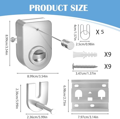 Retractable Clothesline Indoor, Non-Sagging Outdoor Clothes Line Retracting - Image 2