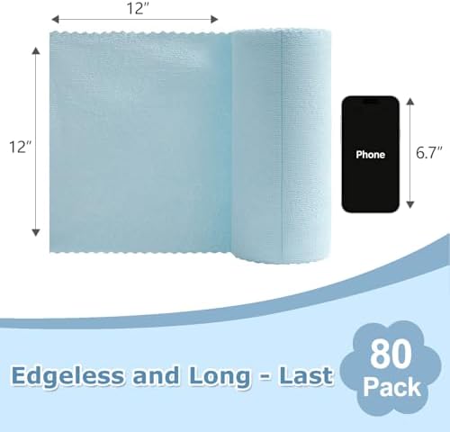 Jessy Home 80 Pack Microfiber Cleaning Cloth Roll Reusable Paper Towels 12"x12" - Image 2