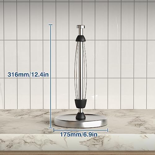 Paper Towel Holder Countertop, One-Handed Tear, Stainless Steel, Weighted Base - Image 6