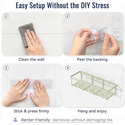 8 Pack Adhesive Rustproof Shower Caddy - Image 6