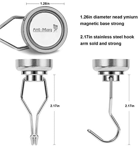 Ant Mag Swivel Magnetic Hooks 80lbs Silver 4 Pack - Image 3