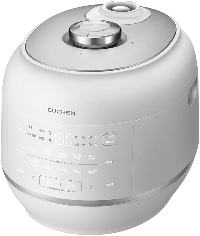 Cuchen CRT-RPD1010IEWUS (1.8 quarts): 10 person serving | Expertly Crafted Rice, Canning and Multi Menu Cooking |2.1 Ultra High-Pressure Induction Heating IH Rice Cooker | Full 316Ti Stainless Steel Inner-Pot, Stainless Power Lock System | Auto Steam C...