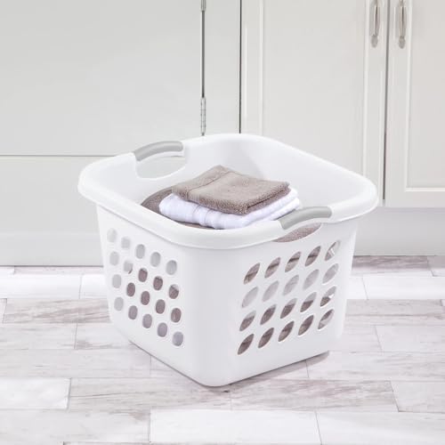 PEtbon 1.5 Storage Bushel Square Laundry Basket Plastic, Laundry Hamper White - Image 3