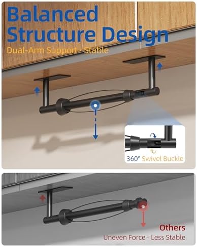 RUACQ Paper Towel Holder Under Cabinet, One Hand Tearing, Matte Black - Image 3