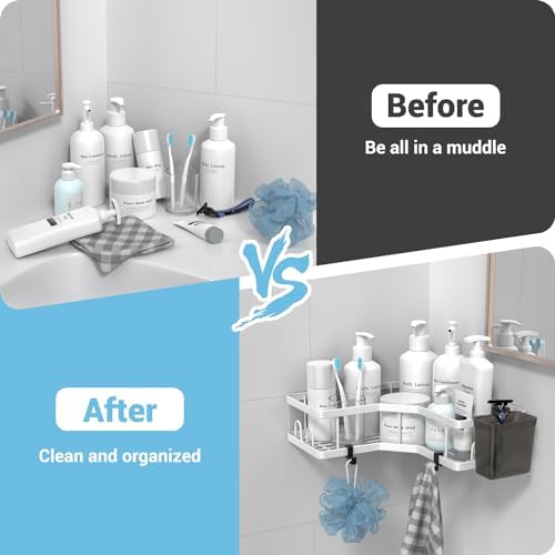 AKTECKE Shower Caddy Corner Organizer Shelf: 2Pack Adhesive Shower Essentials - Image 5