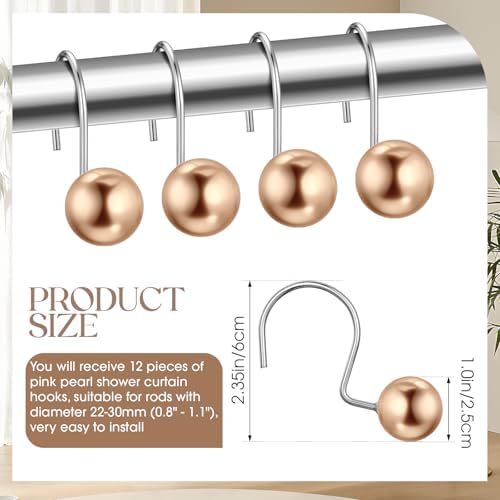 Threehoney 12 Pcs Cute Shower Curtain Hooks Shower Curtain Ring - Image 3