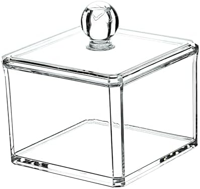 Stackable Square Acrylic Cotton Ball Holder Q-tip Holder Bathroom Swab Dispenser - Image 3