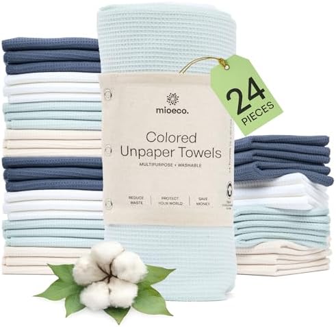 mioeco 24 Pack Reusable Kitchen Paper Towels, Organic Cleaning Cloths by MioEco-SustainableLiving