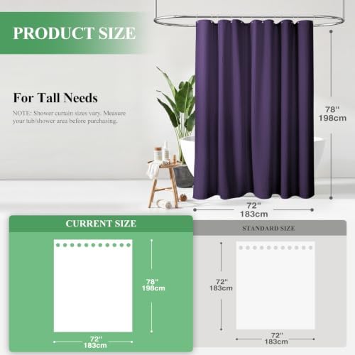 Dynamene Long Waffle Shower Curtain 256 GSM Heavy Fabric 72x78 Purple - Image 2