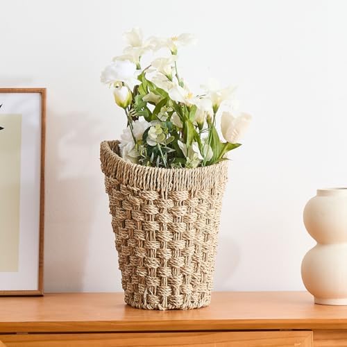 Handwoven Seagrass Boho Front Door Basket - Image 5