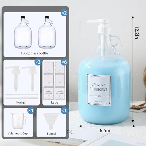 2pcs Glass Liquid Laundry Detergent Dispenser-1 Gallon Glass Pump Bottle - Image 5