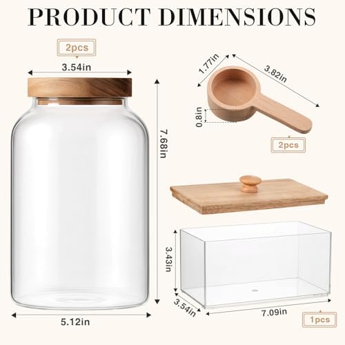2 Pcs Half Gallon Glass Laundry Storage Containers Jars Set 1 Pcs Acrylic Dryer - Image 3