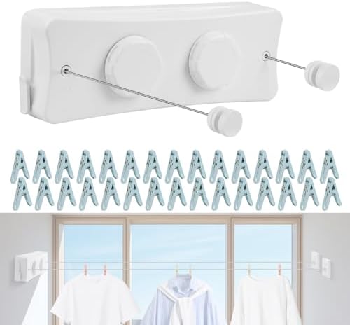 17Ft Retractable Clothesline Indoor/Outdoor, Comes by Unknown