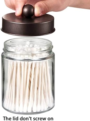 Amolliar Apothecary Jar Bathroom Storage Qtip Holder Glass, Bronze 2Pack - Image 2