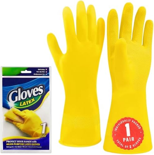 SteadMax 1 Pair Cleaning Gloves, Reusable Natural Rubber Dish Gloves, Latex by Steadmax