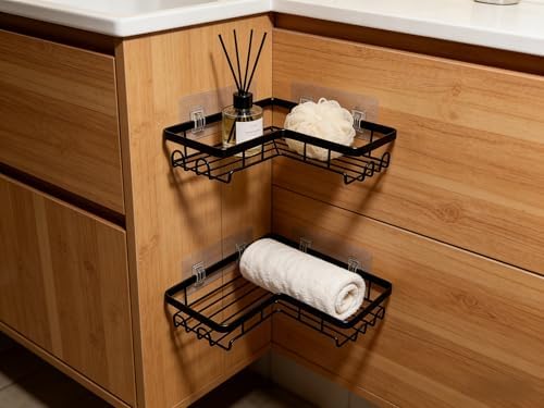 Shower Caddy 2 Pack, No Drilling Adhesive Bathroom Organizer Shelf Rack - Image 7