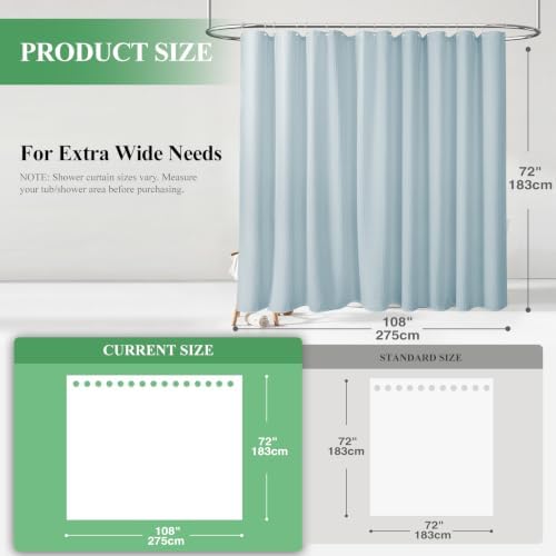 Dynamene Extra Wide Waffle Shower Curtain 256 GSM Fabric 108x72 Fog Blue - Image 2