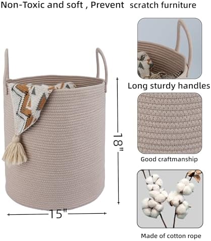 XUANGUO Cotton Rope Laundry Basket Hamper - Image 2