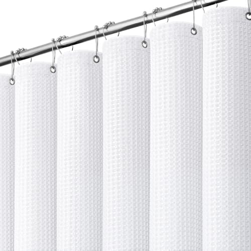 Dynamene Stall Waffle Shower Curtain 256 GSM Heavy Fabric 36x72 White by Dynamene
