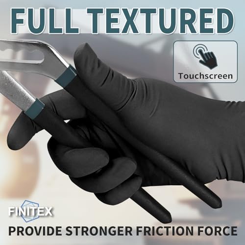 FINITEX - Black Nitrile Disposable Gloves, Powder-free, Medical Exam Latex-Free - Image 4
