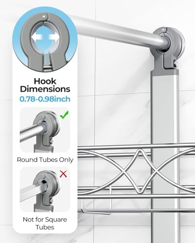 ODesign 2 Tier Aluminum Shower Caddy Rustproof Hanging Adjustable Silver - Image 6