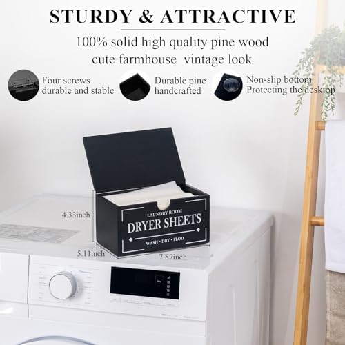 HouseJoy Dryer Sheet Holder-Black Dryer Sheet Container - Image 2