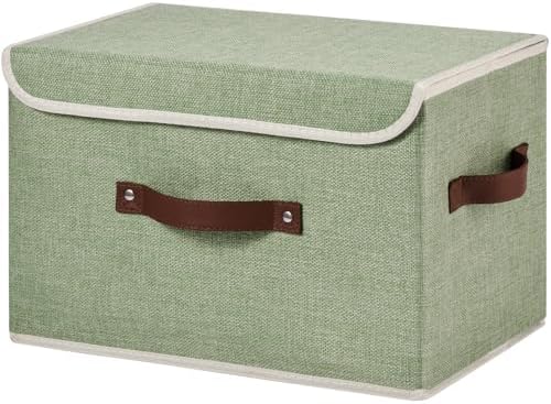Storage Bins Box with Lids Decorative Cotton Linen Fabric Baskets by Unknown