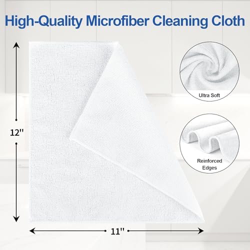 Microfiber Cleaning Cloth, 12 Pack White Cleaning Rags, Reusable Microfiber - Image 2