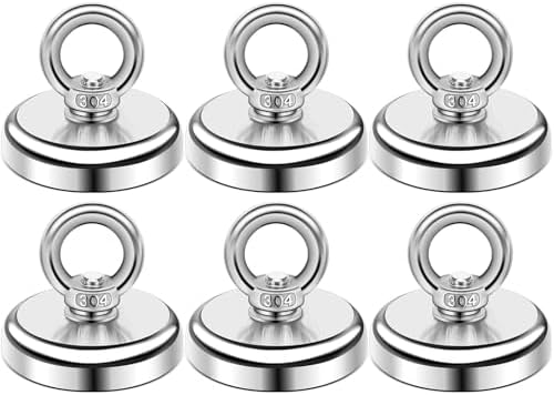 DIYMAG Magnetic Hooks with Countersunk Hole Eyebolt 110LBS 6 Pack by DIYMAG