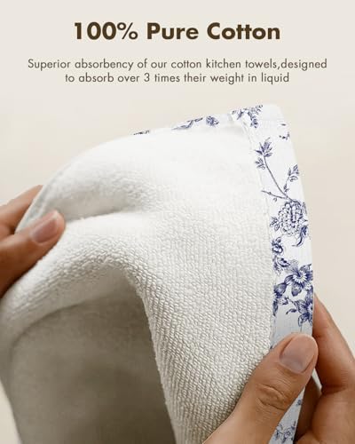 Miss Adola 2pcs Cotton Waffle Kitchen Towels, Toile Print - Image 3