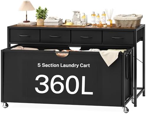 Laundry Sorter, Rolling Laundry Hamper by FIONESO