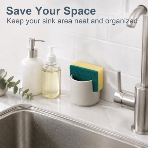 ONEMORE Ceramic Sponge Holder for Kitchen Sink, Kitchen Sink Organizer - Image 3