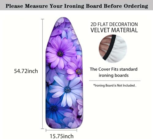 Nuxovilar Purple Blue Floral Ironing Board Cover 15x54 Polyester - Image 4