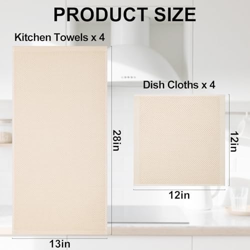 Homaxy 8 Pack 100% Cotton Kitchen Towels and Dishcloths Set - Image 4