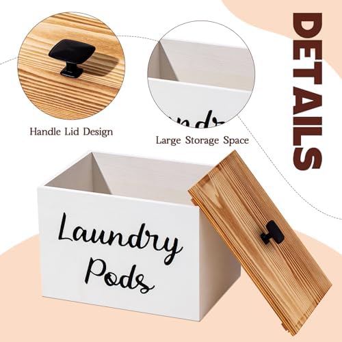 Dandat 3 Pcs Wood Laundry Pods Container Farmhouse Decoration Laundry Room - Image 5