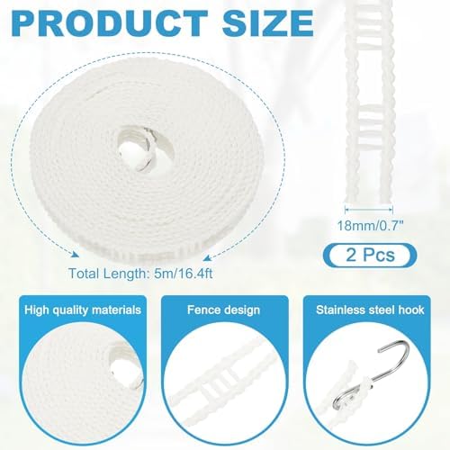uxcell 2 Pcs Portable Travel Clothesline, 16.4ft Clothes Line Outdoors Travel - Image 2