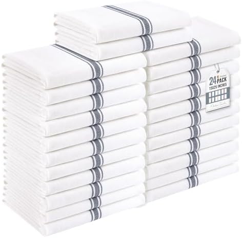 Homaxy 100% Ring Spun Cotton Kitchen Towels 24 Pack, Slate Gray Stripe by Homaxy